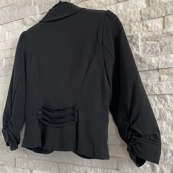 XOXO Three Quarter Sleeve Cropped One Button Black Blazer Jacket - Picture 6 of 8